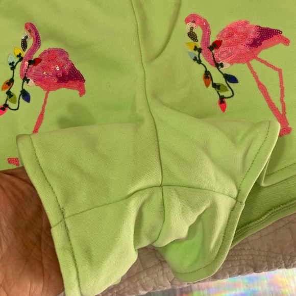 Queen of Sparkles Flamingo Embroidered Women's Shorts - Picture 9 of 12